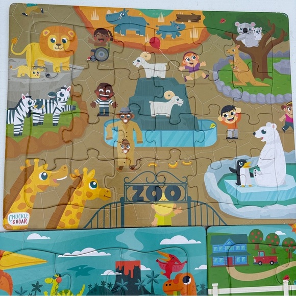 Chuckle & Roar’s Animal Colorful Zoo Animal Puzzles Set of 3 - Picture 3 of 5